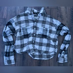 Plaid button up crop top